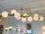 Nice size of chandelier ceiling pendant light full brass and murano opaline glass ball. Good form to cover a dining table....