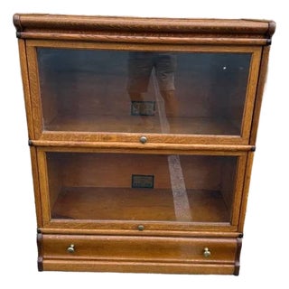 Early 20th Century Globe -Wernicke Antique Tiger Oak Two Stacking Bookcase For Sale