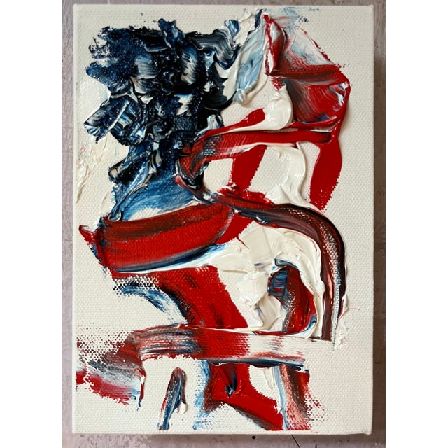 Red, White and Blue, Abstract, Oil Painting on Canvas, by Van Ness For Sale - Image 4 of 6