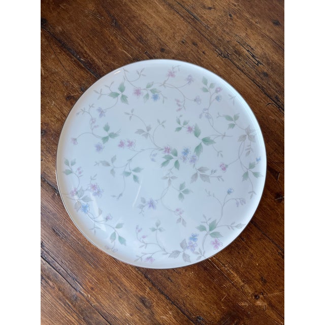 Mikasa Feelings Pattern Cake plate Pink, Lavender and Blue Flowers, Gray and Green Produced from 1986-1988 Made of Bone...
