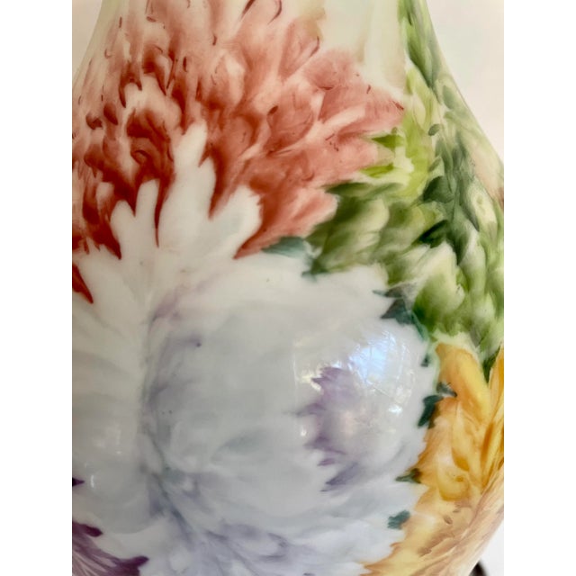 Early 20th Century Antique Original Signed Hand-Painted Floral Table Lamp For Sale - Image 5 of 13