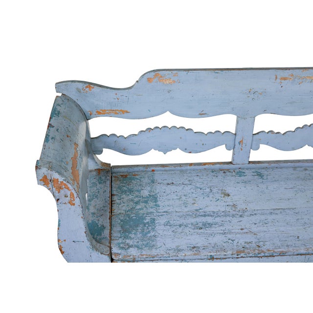 Rustic Large Swedish Painted Bench, 1850s For Sale - Image 3 of 12