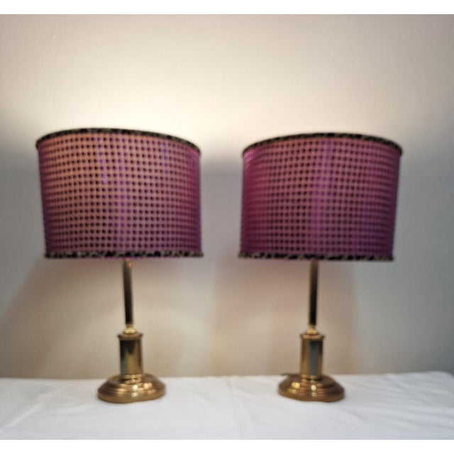 Vintage Table Lamps with Brass Base and Handmade Lampshade from Lamplove, 1970s, Set of 2 For Sale - Image 10 of 10