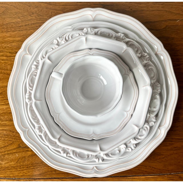 French Vintage Motton Faience-8 Place Settings & Serving-106 Pieces-France For Sale - Image 3 of 12