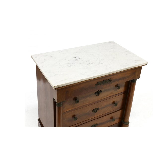 French Mid 20th Century Napoleon III Style Diminutive Marble Top Commode For Sale - Image 3 of 7