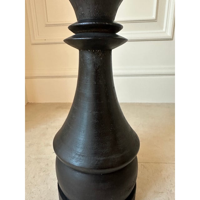 Vintage Handmade 17” Solid Wood Queen Chess Piece Sculpture For Sale - Image 10 of 16