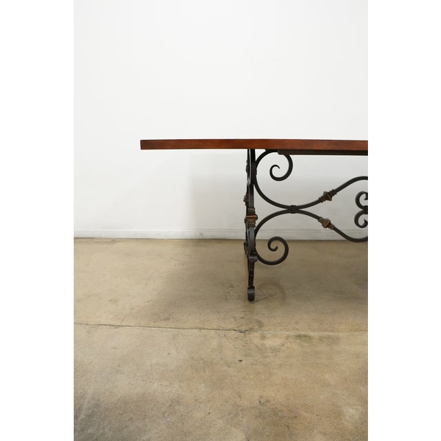 Vintage Wood Top Dining Table With Iron Base For Sale - Image 9 of 15
