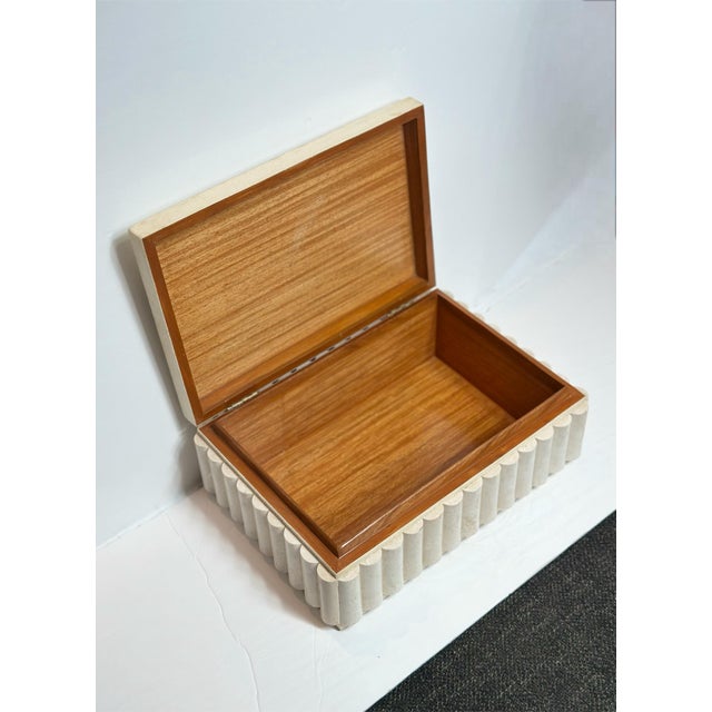 Maitland Smith Ivory Shagreen and Fluted Stone Rectangular Fluted Box For Sale - Image 12 of 12