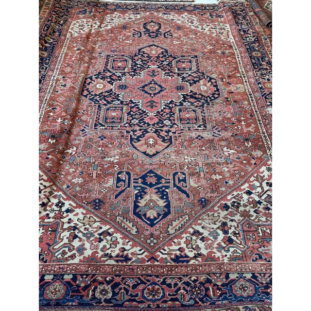 1930s Antique Heriz Carpet Raw Earthy Rusty & Clay Undertones Rug 9.10 x 13.4 For Sale - Image 5 of 6