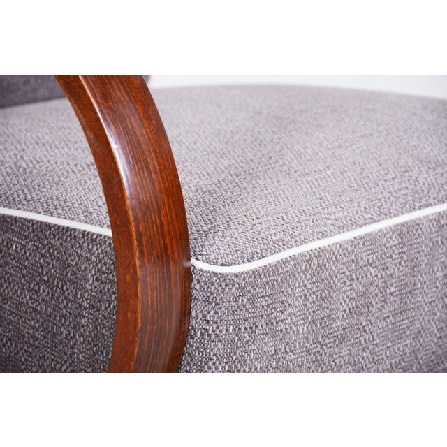Brown Czech Art Deco Beech Armchair attributed to J. Halabala for Up Zavody, 1930s For Sale - Image 8 of 11
