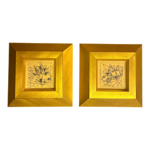 Two 1980's Original Wayne Cunningham Abstract Ink Drawings - Set of Two