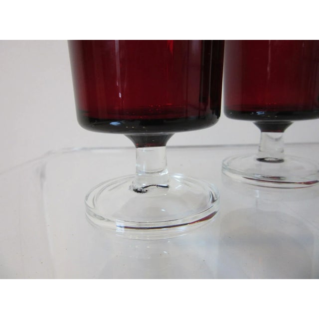 Ruby Red J G Durand French Ruby Cordial Glasses France For Sale - Image 8 of 11