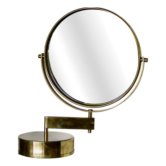 Brass Table Mirror by Hans Agne Jakobsson, Sweden, 1960s For Sale