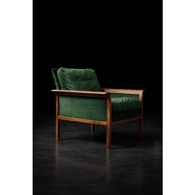 Vintage Norwegian Rosewood and Bottle Green Velour Sofa and Chair by Knut Sæter for Vatne Møbler, 1960s, Set of 2 For Sale - Image 14 of 18