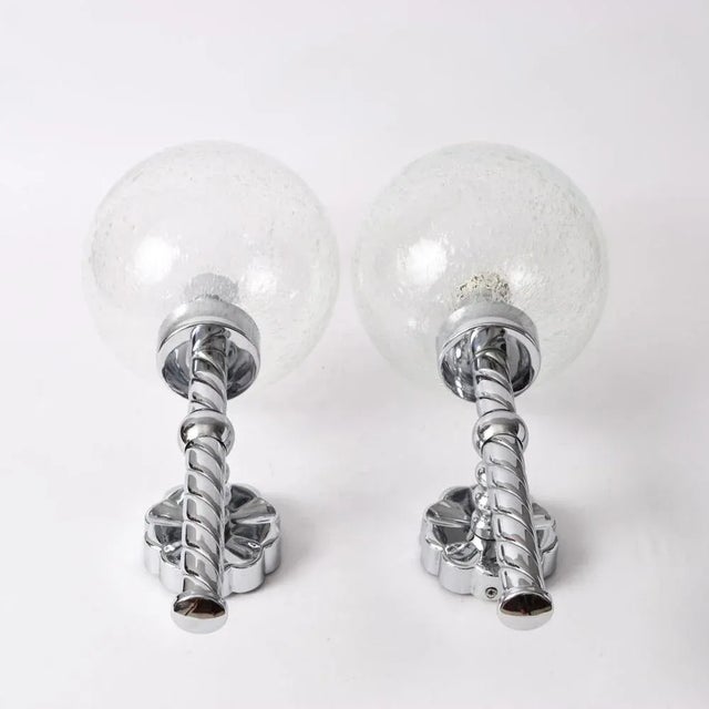 1970s Bubble Glass and Chrome Sconces from Karl Lenz, 1970s, Set of 2 For Sale - Image 5 of 8