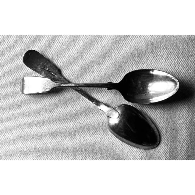 Late 19th Century Atkin Brothers | Silver-Plate Fiddle Pattern Large Pudding Spoons - 2pcs For Sale - Image 11 of 13