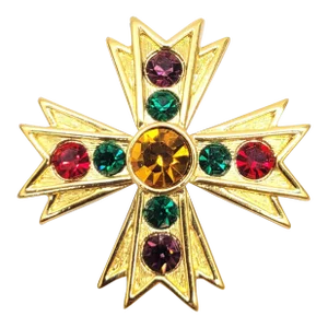 Vintage Signed Napier Rhinestone Maltese Cross Brooch, 1991