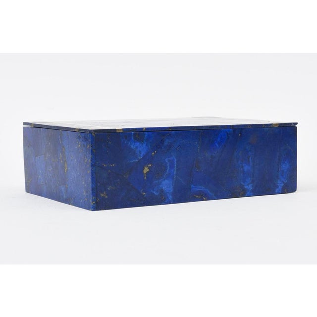 Mid Century Modern Lapis Lazuli, Silver Inlay and Quartz Stone Box, 1950's For Sale - Image 10 of 13