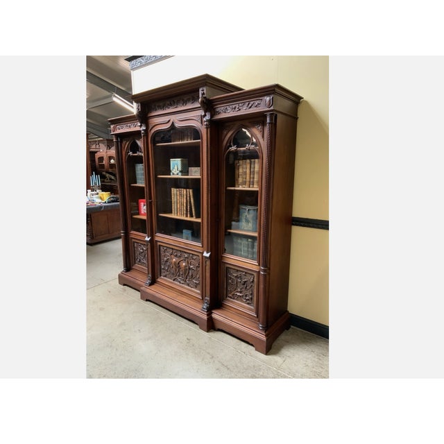 Brown Antique Neo-Gothic Display Bookcase For Sale - Image 8 of 11
