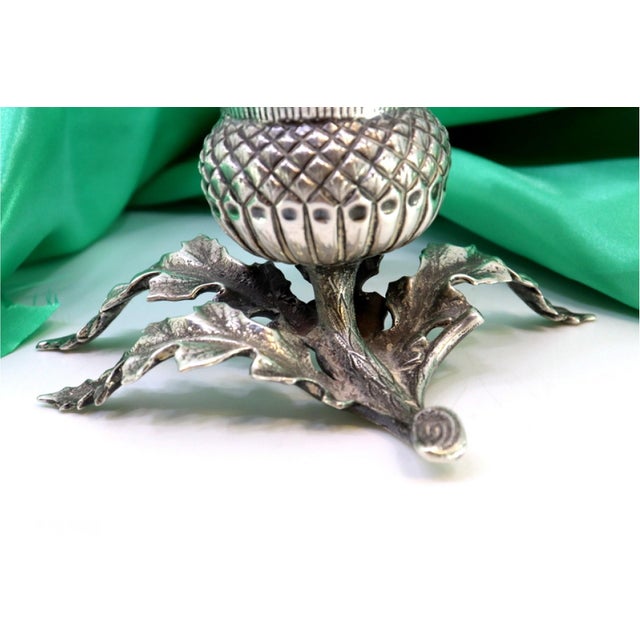 Silver Toothpick Holder with Cut-Out Leaf Applications For Sale - Image 3 of 9