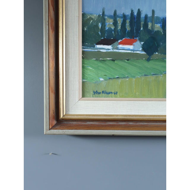 Mid 20th Century 1960 Mid-Century Modern 'Across the Countryside' Vintage Original Landscape Oil Painting, Framed For Sale - Image 5 of 10