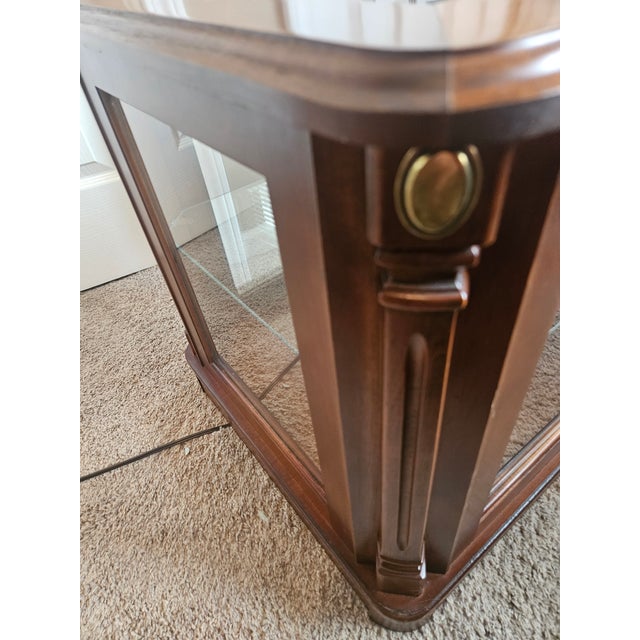 Brown Lighted Glass Table Curio China Display Table Cabinet For Sale - Image 8 of 13