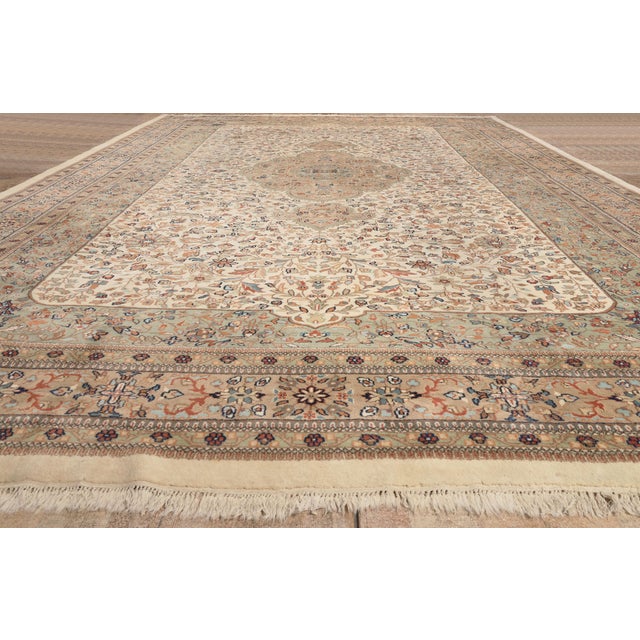 Vintage Indian Tabriz Rug, 12'02 X 19'10 For Sale - Image 9 of 10