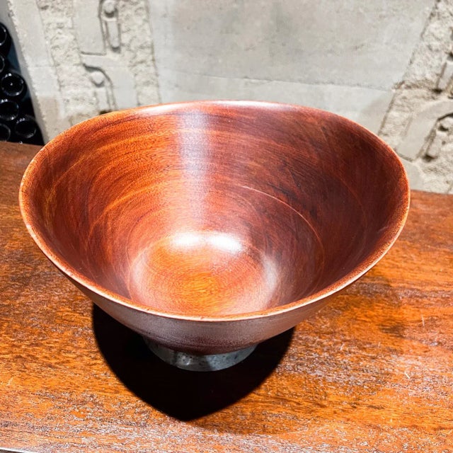 1970s Web Silver Mahogany Wood Bowl Philadelphia For Sale In San Diego - Image 6 of 10