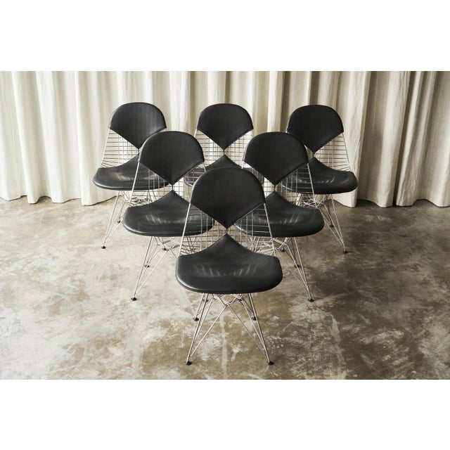 Charles and Ray Eames Set of 6 'Bikini' Wire Frame Chairs, Vitra editions, 1980s This is a wonderful set of 6 DKR-2...