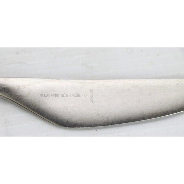 Mid 20th Century 35 Pc. Set of Lauffer Stainless Steel Flatware Design 2 by Don Wallace For Sale - Image 5 of 7