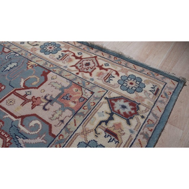 Traditional 9x12 Ivory Medallion Traditional Hand Knotted Wool Carpet Rug For Sale - Image 3 of 6