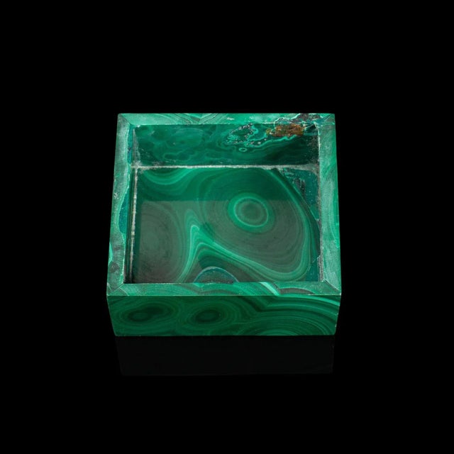 Small Antique English Malachite & Silver Trinket Box For Sale - Image 10 of 13