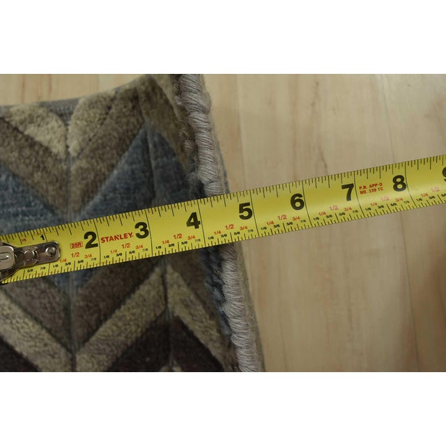 Chevron Rug 8'1'' X 10'1'' Gray Blue Wool Contemporary Hand-Knotted Carpet For Sale - Image 11 of 12