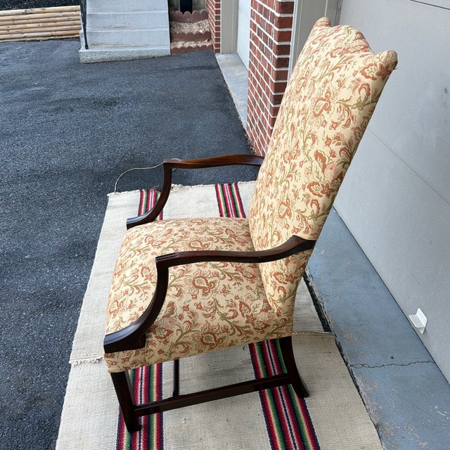 A Vintage Mahogany Hepplewhite Style Lolling Chair, Circa 1970’s For Sale - Image 9 of 12