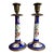 Antique Sèvres-Style Porcelain & Bronze Hand-Painted Candlesticks Pair Lp Paris For Sale
