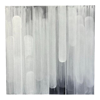 Abstract Minimalist Black and White Monochrome Painting on Panel by Sharon Swidler For Sale