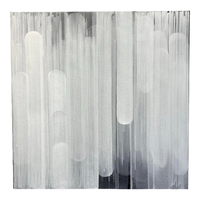 Abstract Minimalist Black and White Monochrome Painting on Panel by Sharon Swidler For Sale