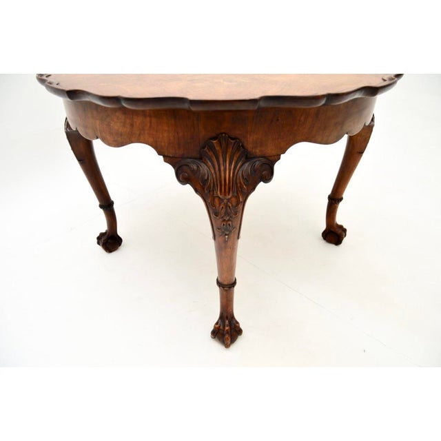 Antique Figured Walnut Pie Crust Coffee Table, 1920s For Sale - Image 6 of 8