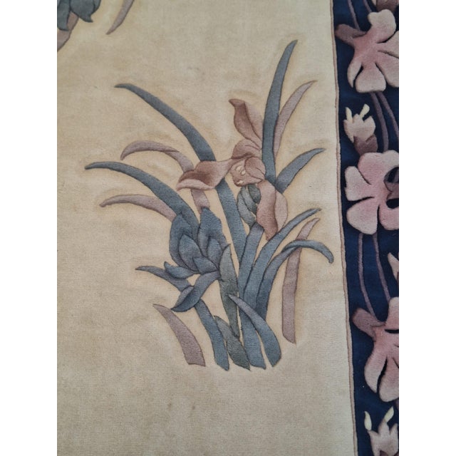 Vintage Chinese Art Deco Style Floral Rug For Sale - Image 4 of 7