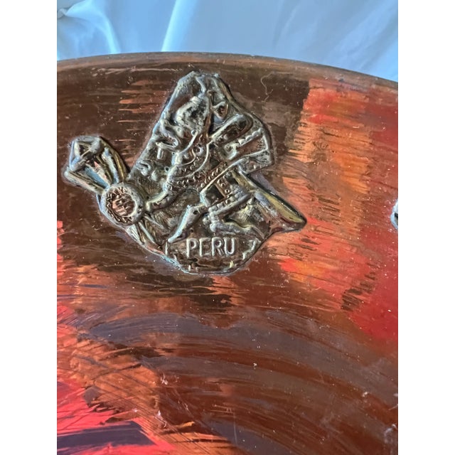 Vintage Peruvian Metal Plates for Wall Hanging Set of 2 For Sale - Image 10 of 12
