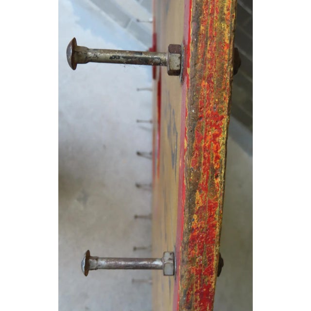 1940s Large 1940s Colorful Gaming Wheel in Original Red and Green and Mustard Paint For Sale - Image 5 of 5