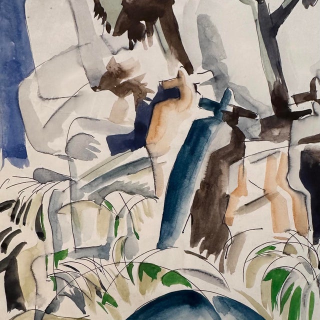 Modern William C Grauer, 1895-1985, Untitled (Cacti and Mexicans) Ink and Watercolor on Paper 1940s For Sale - Image 3 of 4