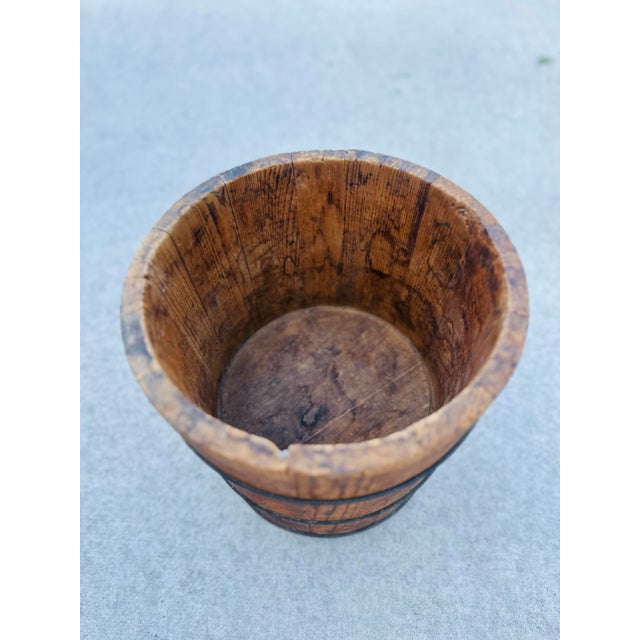 Folk Art Antique Folk Art Wooden Bucket For Sale - Image 3 of 4