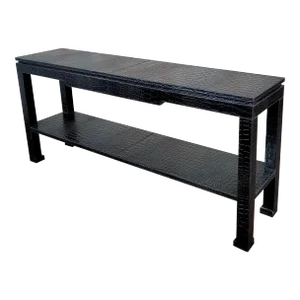 Jonathan Adler -Black Leather Faux Alligator Console Table