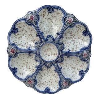 19th Century Majolica Oyster Plate Wasmuel For Sale