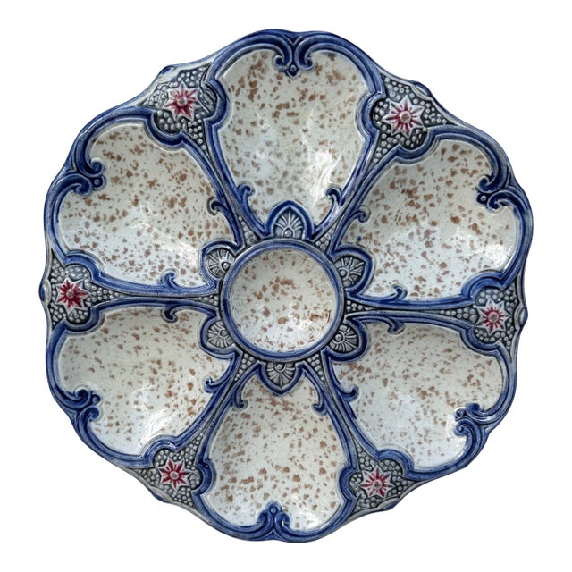 19th Century Majolica Oyster Plate Wasmuel For Sale