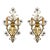Early 20th Century Banci Gilt & Silvered Bronze Sconces, Italian With Rock Crystal Floral Motif Design -Pair For Sale