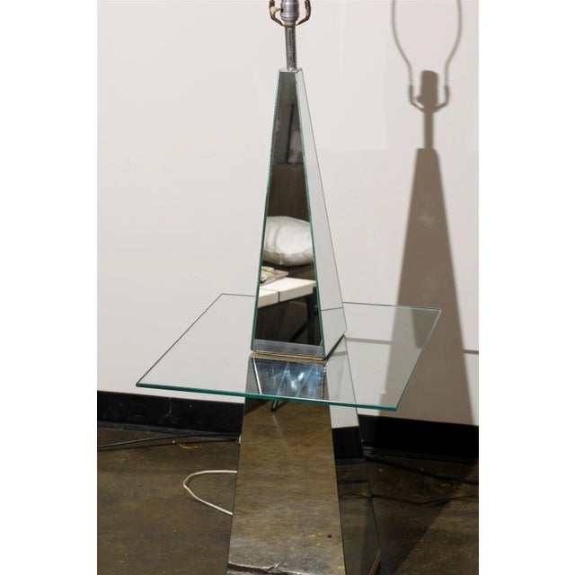 Midcentury Modern Mirrored Floor Lamp With Glass Table For Sale - Image 4 of 6