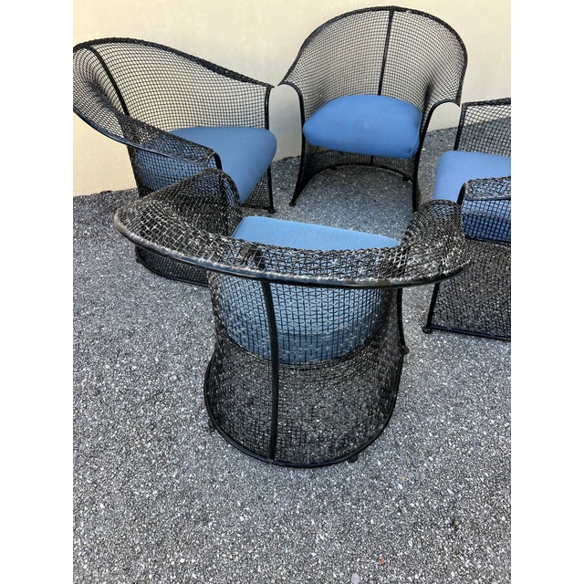 Vintage 1950s Sculptural Drape Wire Mesh Chairs Attributed to Russel Woodard, 4 Pieces For Sale - Image 9 of 15