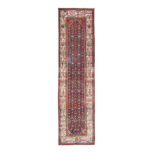Jewel-Toned Antique Persian Malayer Long Runner With All-Over Geometric Design 3'5 X 13